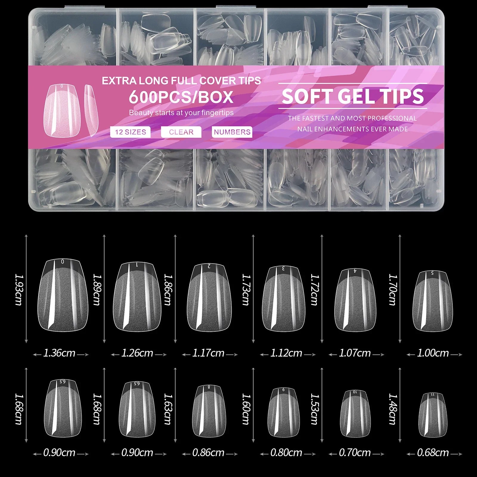 600Pcs Full Cover Press On Fake Nails