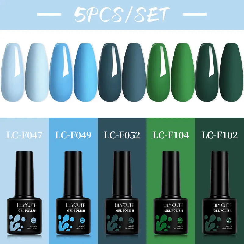 LILYCUTE 5Pcs/Set 7ML Red Brown Nail Gel DIY Nail Art Semi Permanent UV Gel Polish