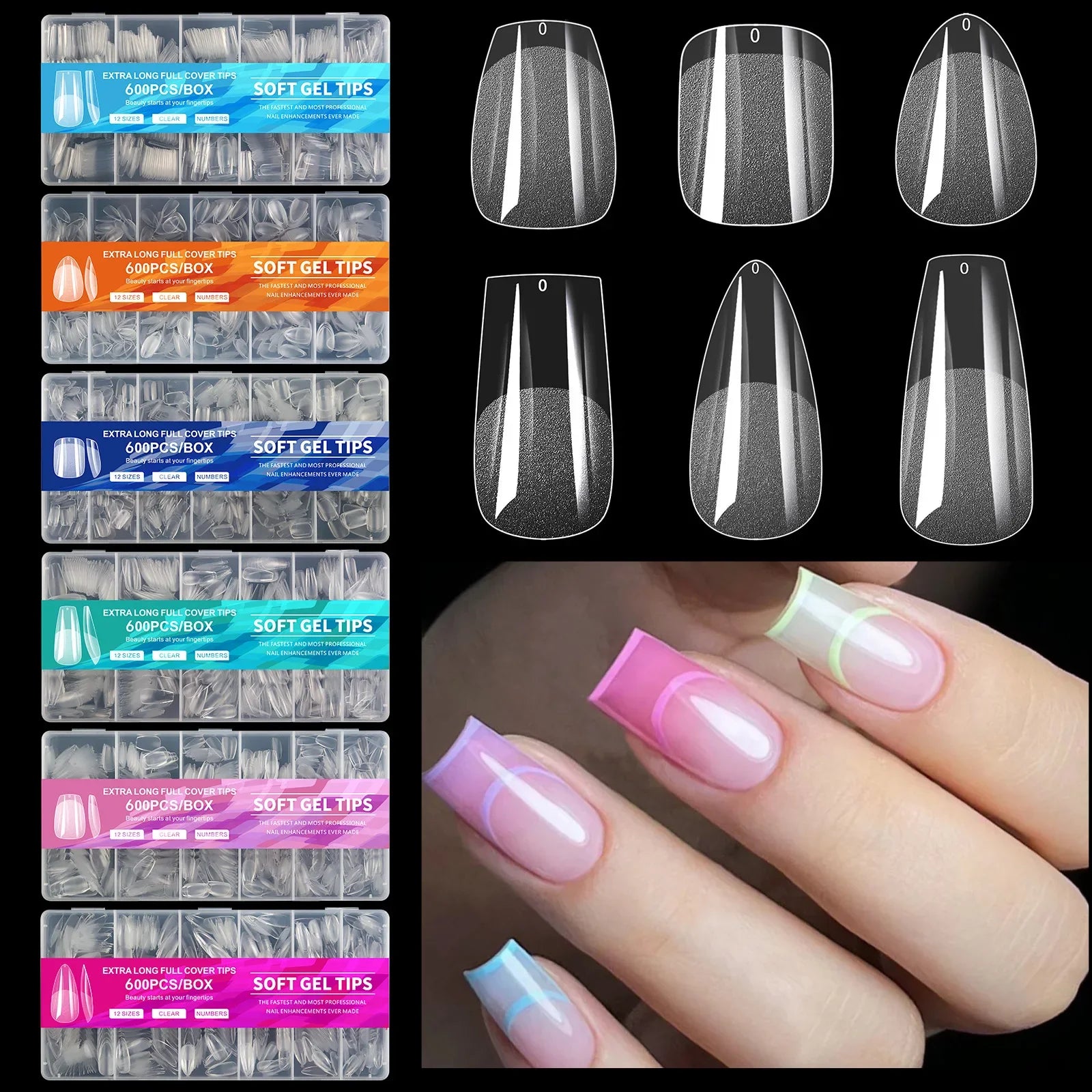600Pcs Full Cover Press On Fake Nails